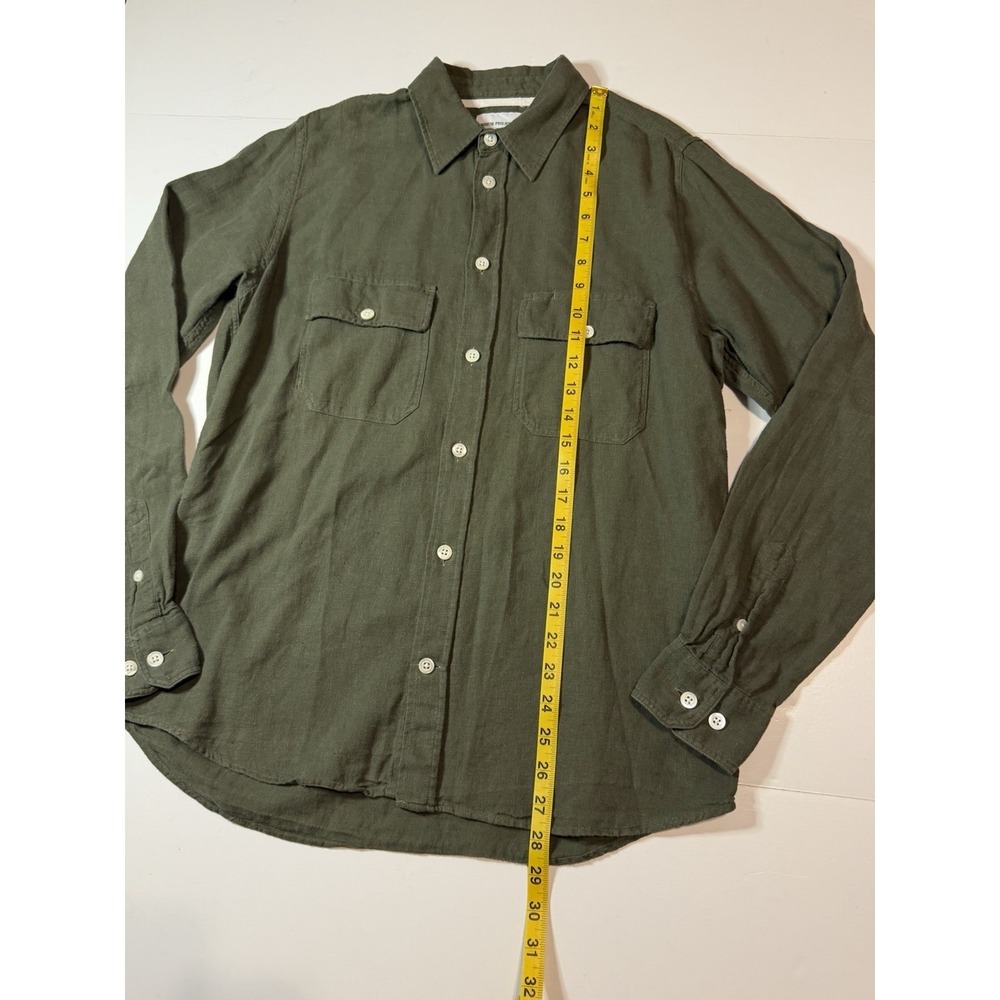 Norse Projects Linen Flannel Button Down Shirt Olive Men's Size Small - Picture 7 of 8